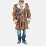 Mason Brown Fur Leather Trench Coat