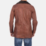 Cinnamon Brown Leather Fur Coat - Image 5