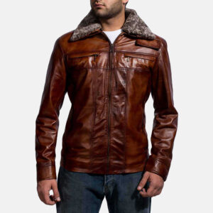 Evan Hart Fur Brown Leather Jacket