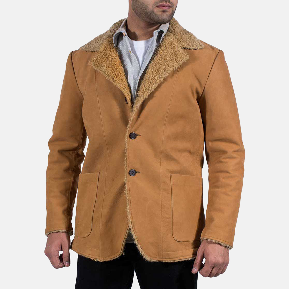 Mens Wheatabon Beige Fur Coat Wheatabon Beige Fur Coat - Image 1
