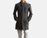 Midlander Quilted Black Leather Coat