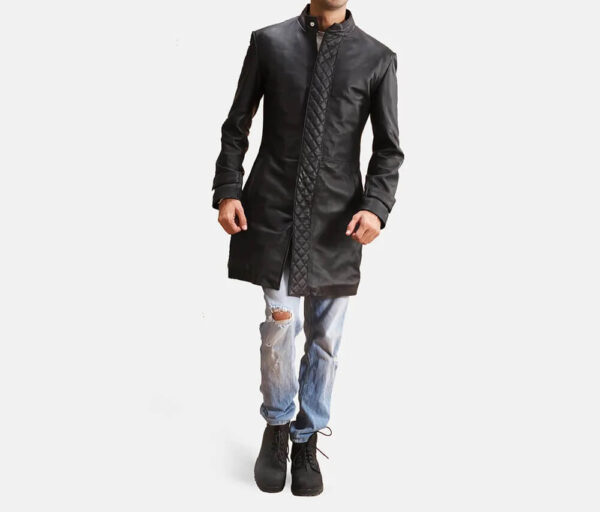 Midlander Quilted Black Leather Coat