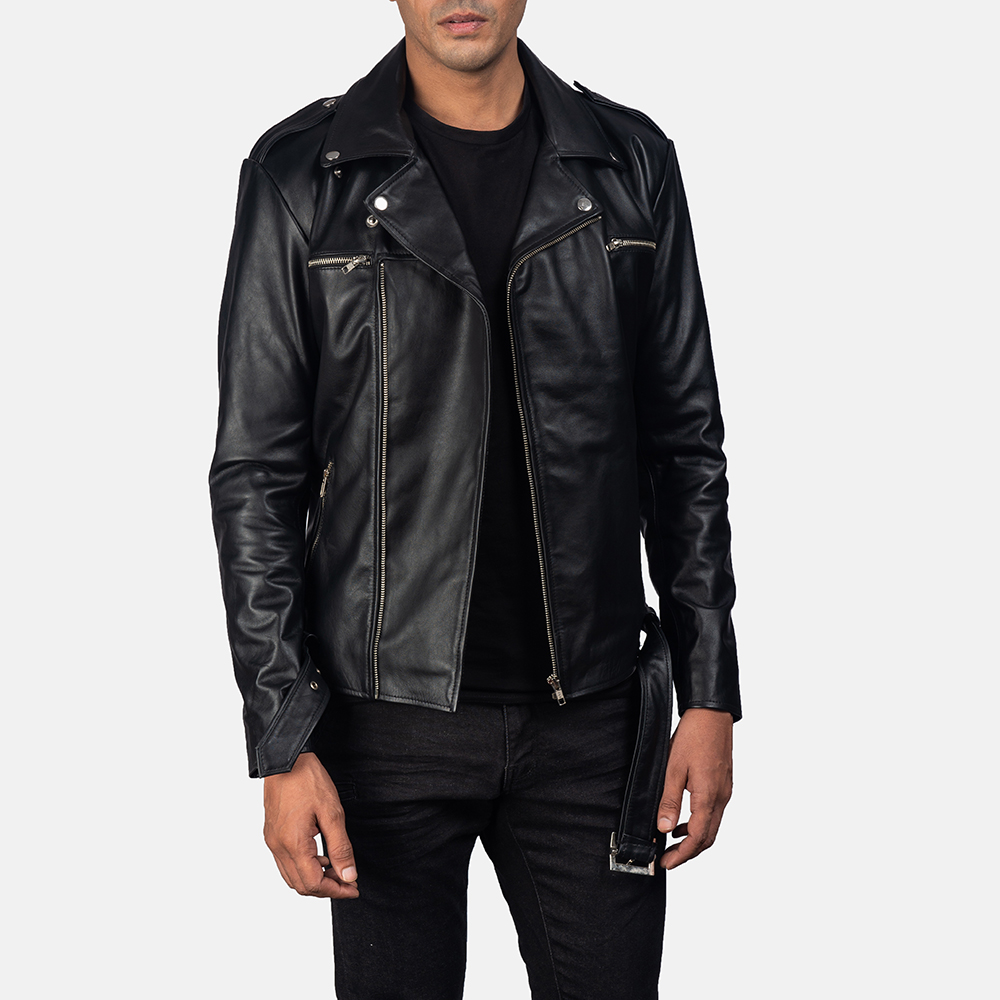Noah Black Leather Biker Jacket - Maker of Jacket