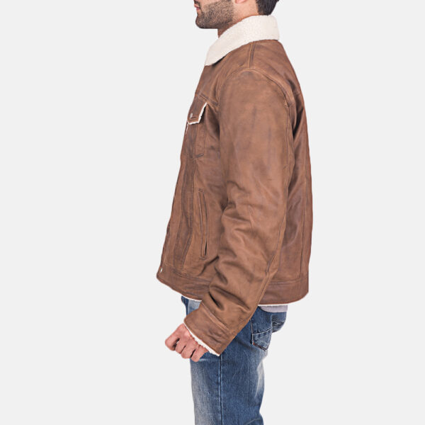 Carter Distressed Brown Fur Jacket - Image 4