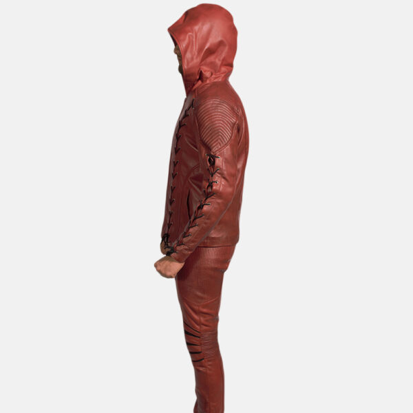 Red Hooded Leather Costume - Image 5