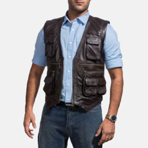 Safari Brown Leather Vest