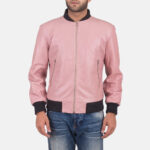 Shane Pink Leather Bomber Jacket