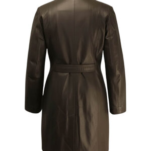 Barbara Women’s Brown Leather Blazer Style Coat Back