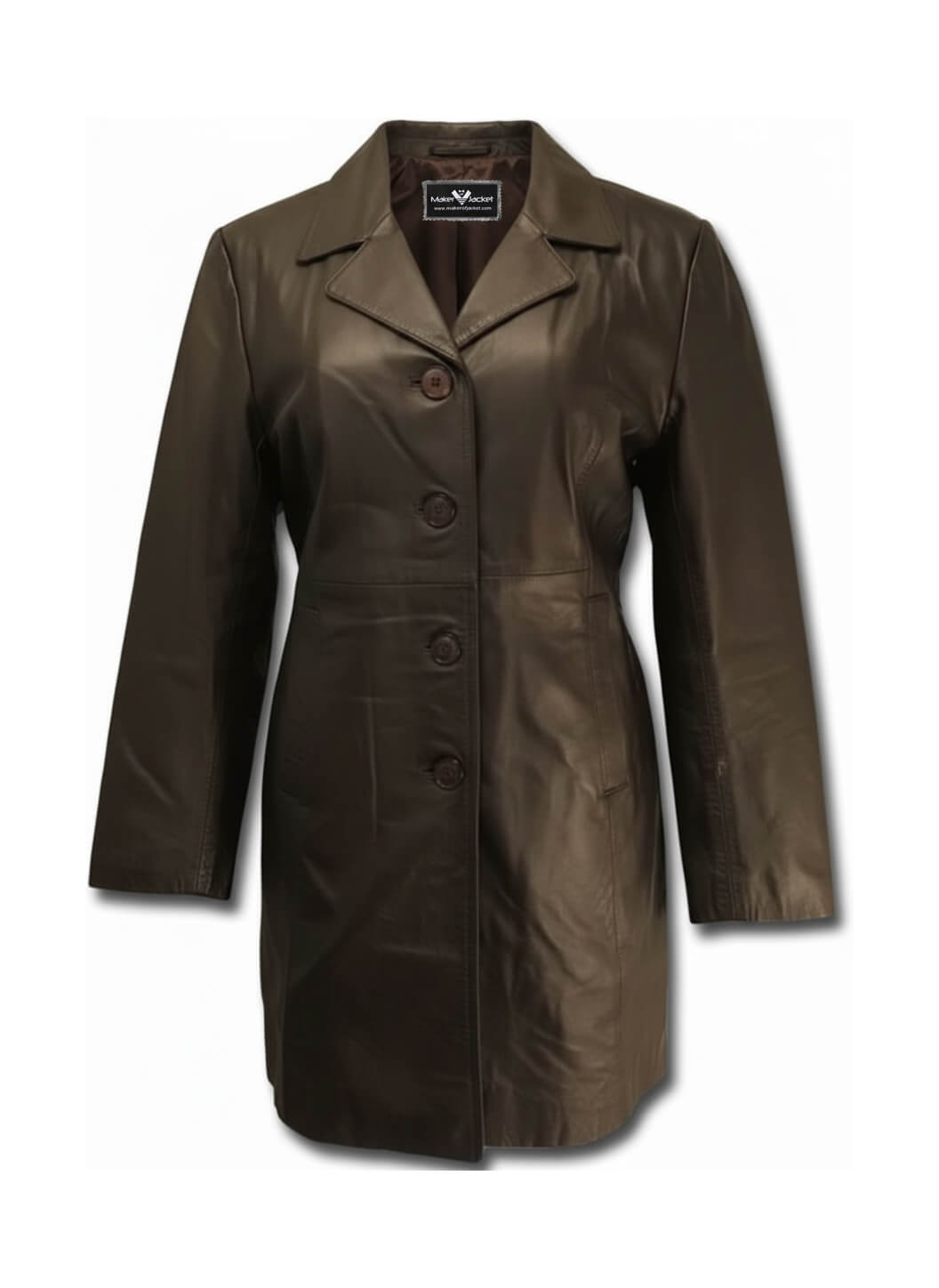 Barbara Women’s Brown Leather Blazer Style Coat Front Barbara Women’s Brown Leather Blazer Style Coat Front