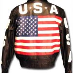 Black USA Flag Fashion Leather Jacket