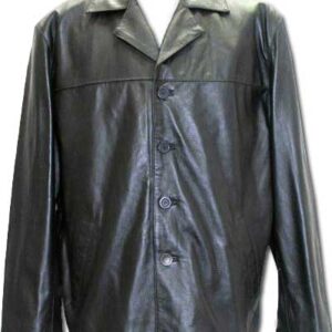 Large-Cut Black Leather Jacket