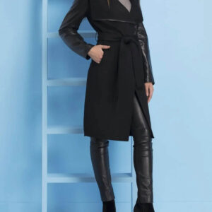 MARLYN - Wool and Leather Biker Trench Coat