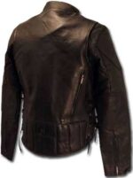 Ventilated Black Leather Motorcycle Jacket - Image 3