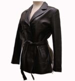 Front     Womens Long Cut Leather Jacket : Tracey - Image 4