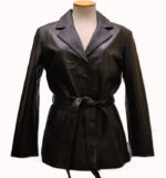 Front     Womens Long Cut Leather Jacket : Tracey