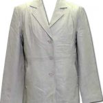 Women's Three-Button White Leather Jacket