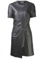 Exposed Zip Leather Dress - # 1525