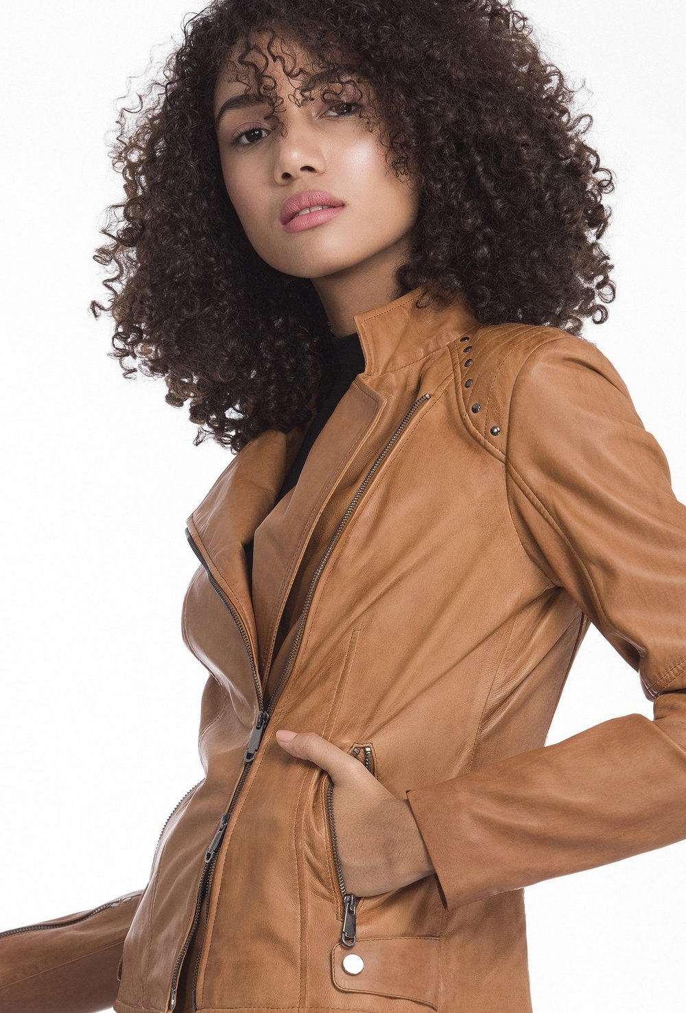 LILY Studded Leather Biker Jacket Maker of Jacket
