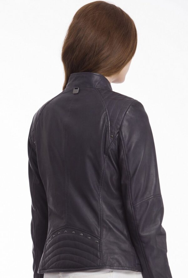 LILY - Studded Leather Biker Jacket - Image 3