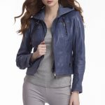 POPPY - Moto Jacket With Detachable Fabric Hood