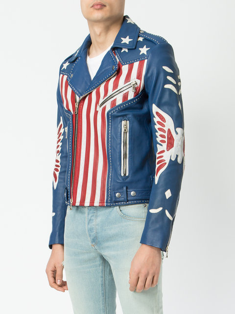 praktiserende læge Addition pilot Balmain American Flag Print Leather Jacket - Maker of Jacket