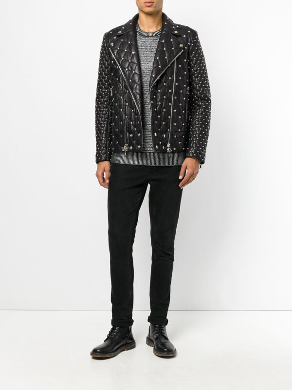 BALMAIN FASHION FULL BLACK  LEATHER JACKET - Image 2