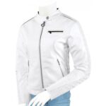 White Leather Jacket for Women