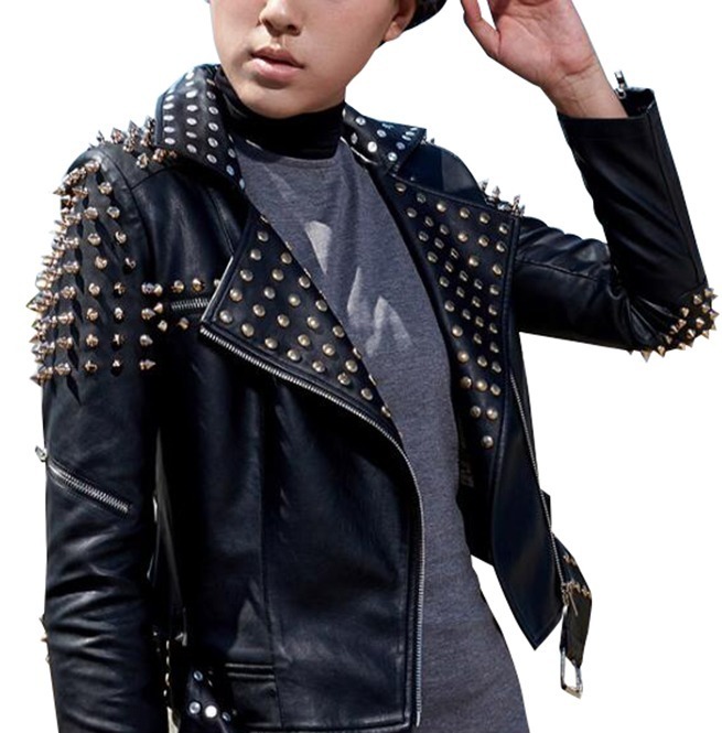 Women's Studded Studs Genuine Leather Jacket