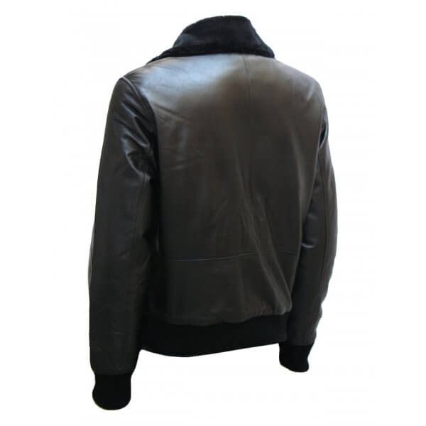Brad Pitt Black Bomber Leather Jacket