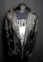 Metal Spike Silver Studs with Black Color Premium Jacket