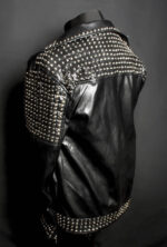 Men’s studded leather jacket with biker style