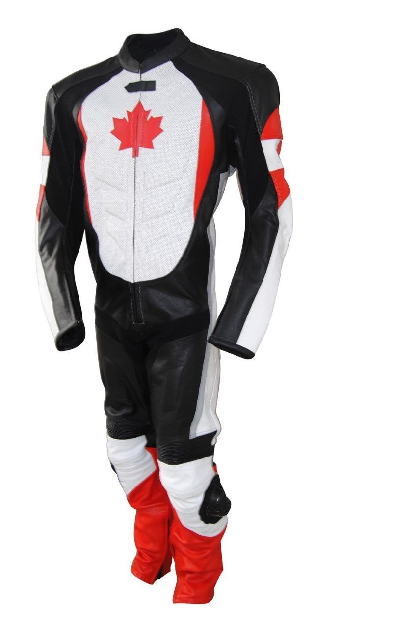 CANADIAN FLAG MOTORBIKEMOTORC (1) Canadian Flag CE Protected Armour Motorcycle Suit