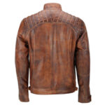 Classic Distressed Diamond Leather Jacket Back