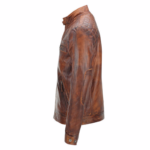 Classic Distressed Diamond Leather Jacket left side