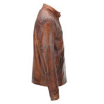 Classic Distressed Diamond Leather Jacket right side
