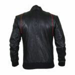Drake Moto Black Bomber Leather Jacket back view displaying smooth leather finish and structured design