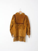 Brown fringe jacket with western style and suede texture