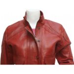 Lovely Antique Style Maroon Leather Jacket - Image 4