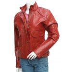 Lovely Antique Style Maroon Leather Jacket - Image 2