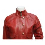 Lovely Antique Style Maroon Leather Jacket - Image 3