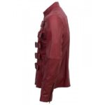 Maroon Belted Fashion Leather Jacket Men Style - Image 3