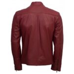 Maroon Belted Fashion Leather Jacket Men Style - Image 2