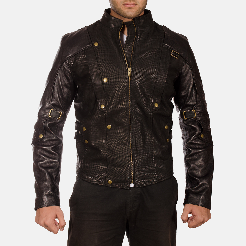 Mars Black Leather Jacket (2) Mars Black Leather Jacket - Image 1