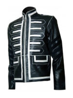 Military Style Black and White Leather Jacket