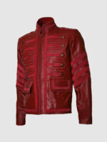 Military Style Maroon Leather Jacket