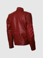Military Style Maroon Leather Jacket