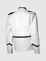 Military Style White And Black Leather Jacket