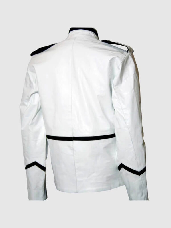Military Style White And Black Leather Jacket