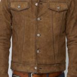 Biker Scooter Brown Suede Western Leather Jacket For Men