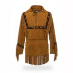 Native American Western Wear Brown Suede Leather Shirt